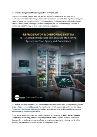 The Ultimate Refrigerator Monitoring Solution in Oman & GCC