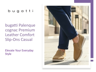 bugatti Palenque cognac Premium Leather Comfort Slip-Ons Casual