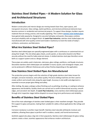 Stainless Steel Slotted Pipes