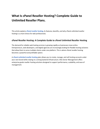 What Is cPanel Reseller Hosting_ Complete Guide to Unlimited Reseller Plans.