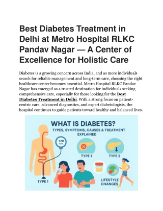 Best Diabetes Treatment in Delhi | Metro Hospital RLKC Pandav Nagar