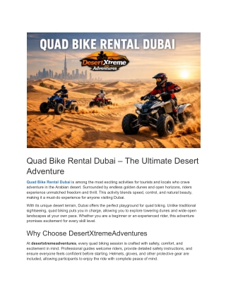 Quad Bike Rental Dubai | DesertXtremeAdventures