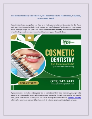 Cosmetic Dentistry Near Me in Somerset, NJ How to Choose the Right Smile Makeover Dentist