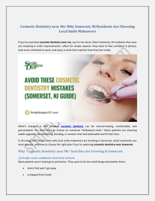 Cosmetic Dentistry Near Me Why Somerset, NJ Residents Are Choosing Local Smile Makeovers