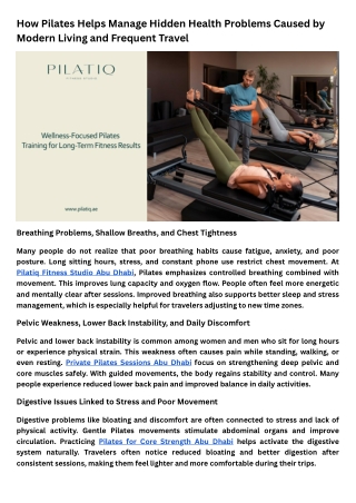 Pilates for Strength and Flexibility Abu Dhabi