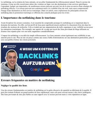 Comprendre les erreurs de netlinking dans la promotion touristique