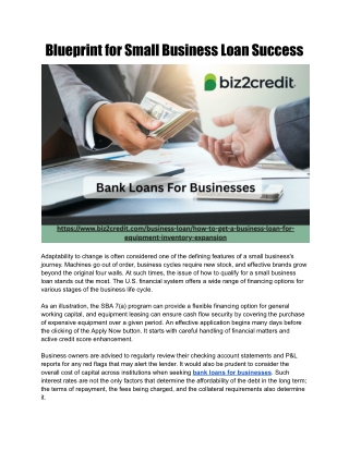 Blueprint for Small Business Loan Success