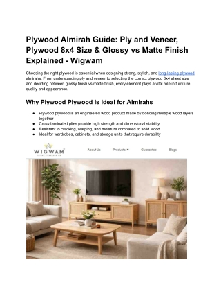 Plywood Almirah Guide_ Ply and Veneer, Plywood 8x4 Size & Glossy vs Matte Finish Explained - Wigwam