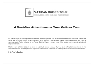 4 Must-See Attractions on Your Vatican Tour