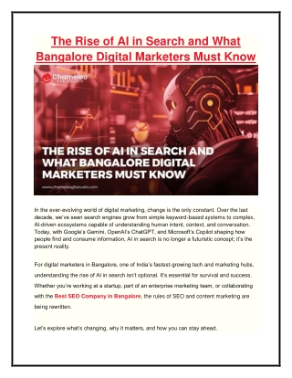 The Rise of AI in Search and What Bangalore Digital Marketers Must Know