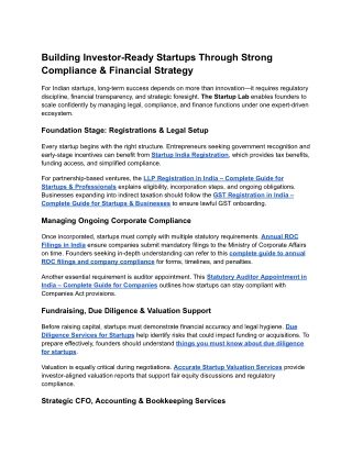 Building Investor-Ready Startups Through Strong Compliance & Financial Strategy