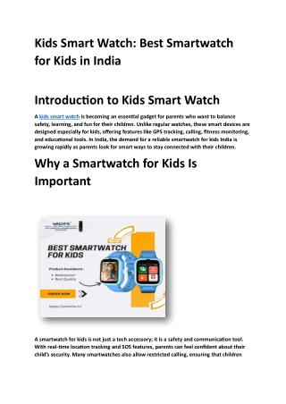 Kids Smart Watch: Best Smartwatch for Kids in India