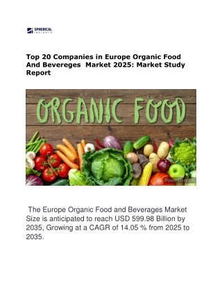 Top 20 Companies in Europe Organic Food And Bevereges