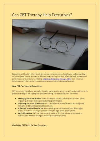 Can CBT Therapy Help Executives