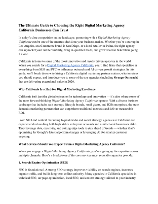 The Ultimate Guide to Choosing the Right Digital Marketing Agency California Businesses Can Trust