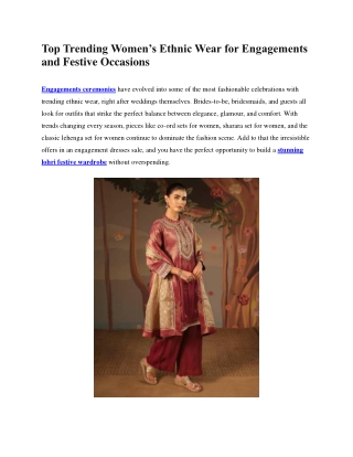 Top Trending Women’s Ethnic Wear for Engagements - The Loom