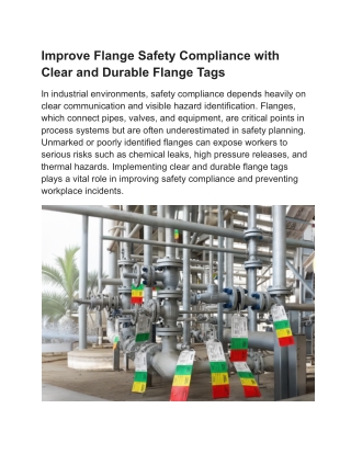 Improve Flange Safety Compliance with Clear and Durable Flange Tags