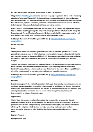 IoT Data Management Market Set for Significant Growth Through 2034