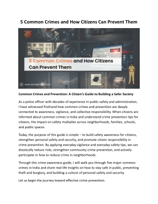 5 Common Crimes and How Citizens Can Prevent Them