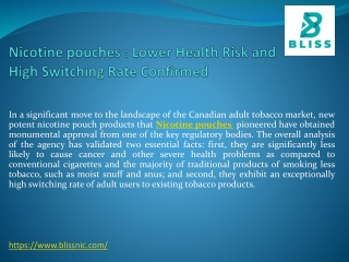Nicotine pouches - Lower Health Risk and High Switching Rate Confirmed