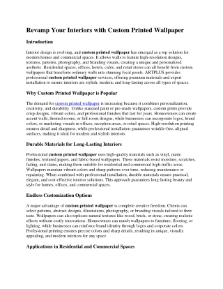 Revamp Your Interiors with Custom Printed Wallpaper