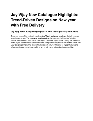Jay Vijay New Catalogue Highlights: Trend-Driven Designs on New year with Free D