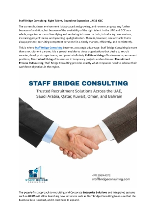 Staff Bridge Consulting - Right Talent, Boundless Expansion UAE & GCC