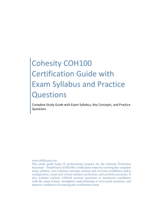 Cohesity COH100 Certification Guide with Exam Syllabus and Practice Questions