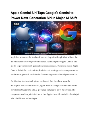 Apple Gemini Siri Taps Google’s Gemini to Power Next-Generation Siri in Major Ap