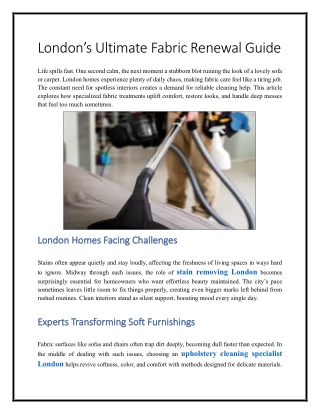 London’s Ultimate Fabric Renewal Guide