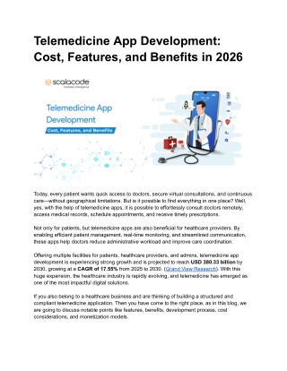 Telemedicine App Development : Cost Breakdown, Key Features, and Benefits