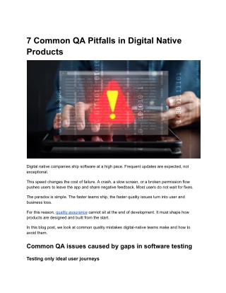 7 Common QA Pitfalls in Digital Native Products