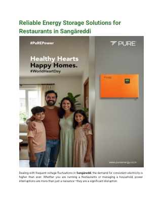 Reliable Energy Storage Solutions for Restaurants in Sangāreddi