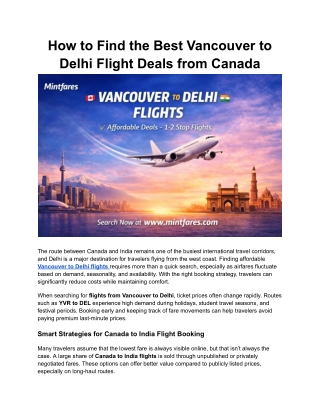 Trusted Platform for Vancouver to Delhi Flight Booking