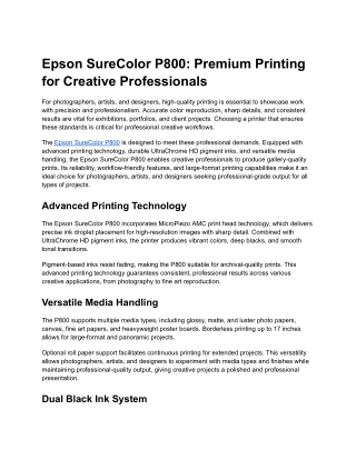 Epson SureColor P800