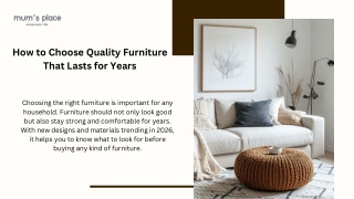 How to Choose Quality Furniture That Lasts for Years