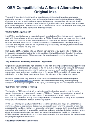 OEM Compatible Ink_ A Smart Alternative to Original Inks