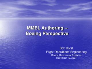 MMEL Authoring – Boeing Perspective