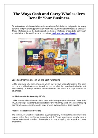 The Ways Cash and Carry Wholesalers Benefit Your Business