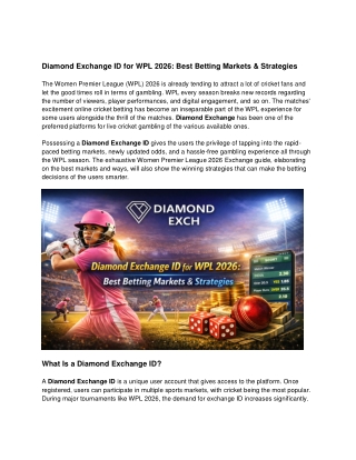 Diamond Exchange ID for WPL 2026 – Best Betting Markets And Tips