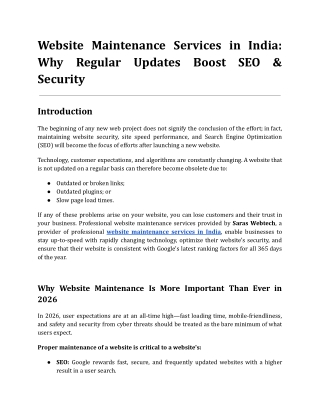 Website Maintenance Services in India_ Why Regular Updates Boost SEO & Security (2026 Guide)