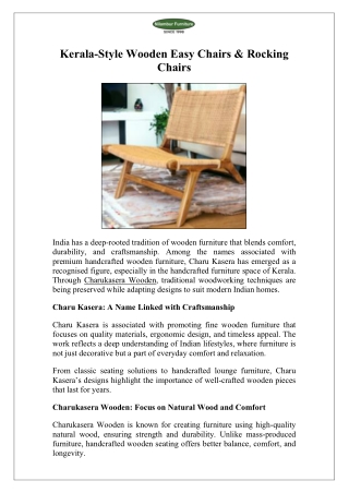 Kerala Style Wooden Easy Chairs & Rocking Chairs