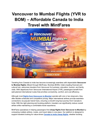Book Flights from Vancouver to Mumbai Online – MintFares