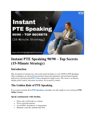Instant PTE Speaking 90/90 – Top Secrets