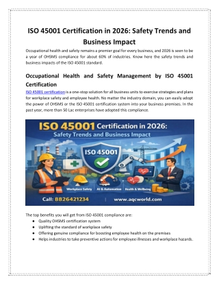 ISO 45001 Certification in 2026- Safety Trends and Business Impact