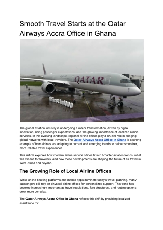 Smooth Travel Starts at the Qatar Airways Accra Office in Ghana