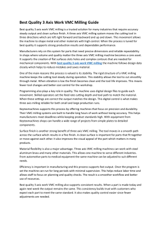 Best Quality 3 Axis Work VMC Milling