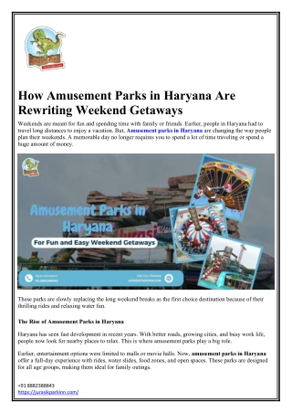 Amusement Parks in Haryana for Fun and Easy Weekend Getaways