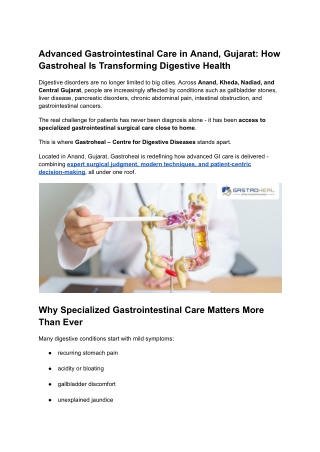 Advanced Gastrointestinal Care in Anand, Gujarat_ How Gastroheal Is Transforming Digestive Health