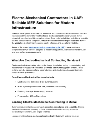 Electro-Mechanical Contractors in UAE_ Reliable MEP Solutions for Modern Infrastructure